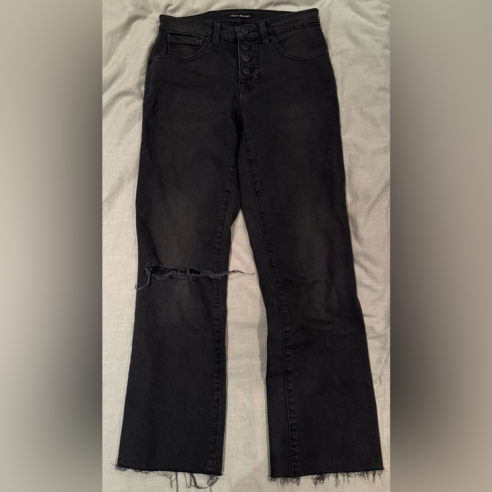 Lucky Brand Ava Mid Rise Crop Mini Boot Black Jeans